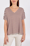 V-Neck Stripe T-Shirt For Women  - Dropwear
