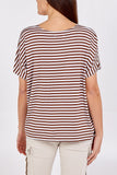V-Neck Stripe T-Shirt For Women  - Dropwear