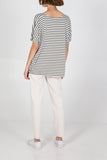 V-Neck Stripe T-Shirt For Women  - Dropwear
