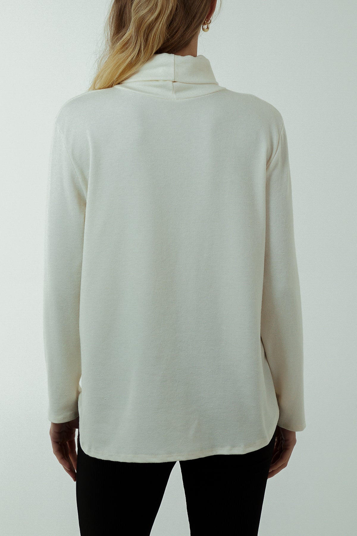 Mocha Roll Neck Fine Knit Jumper For Women ONE SIZE - Dropwear