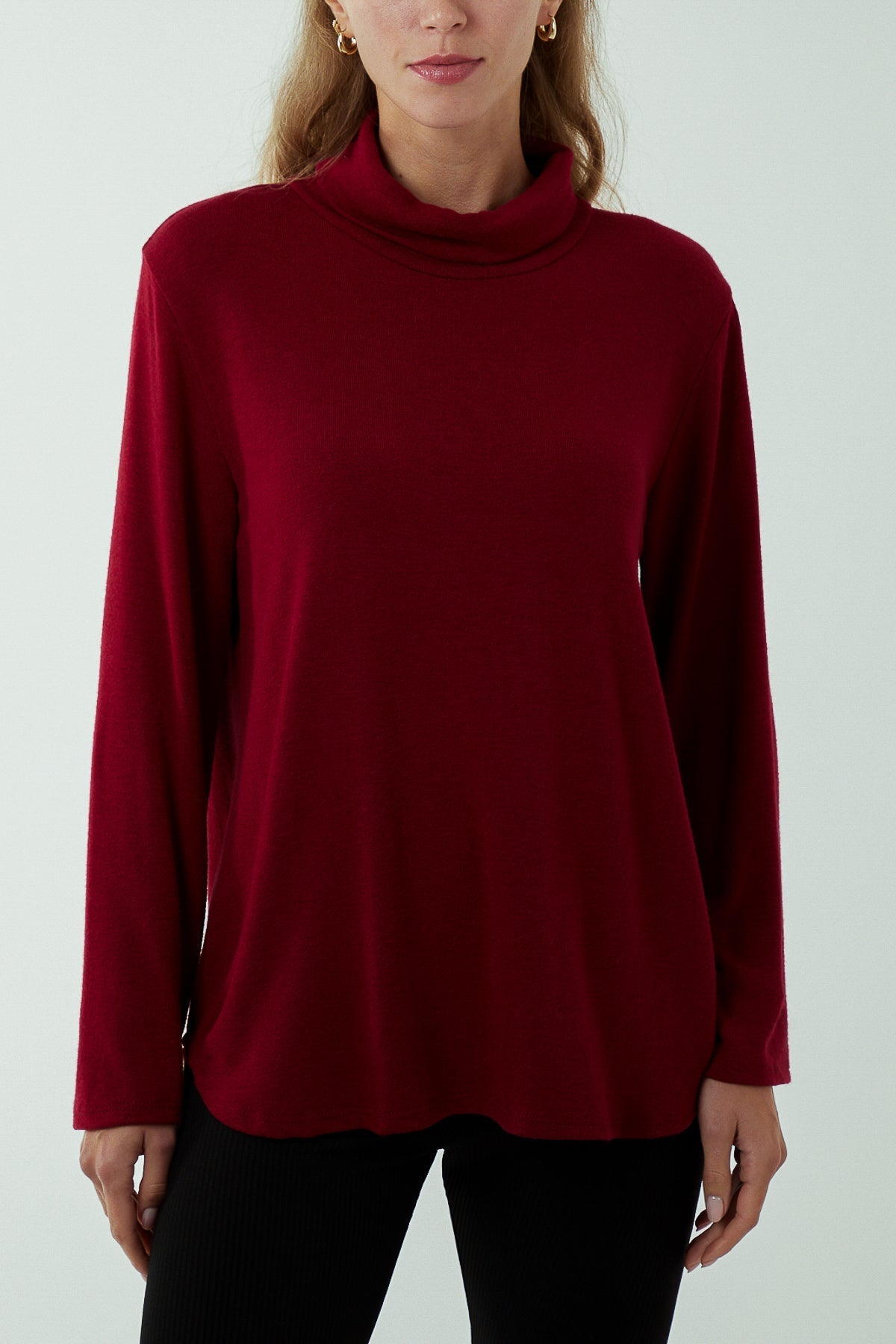 Denim Roll Neck Fine Knit Jumper For Women ONE SIZE - Dropwear