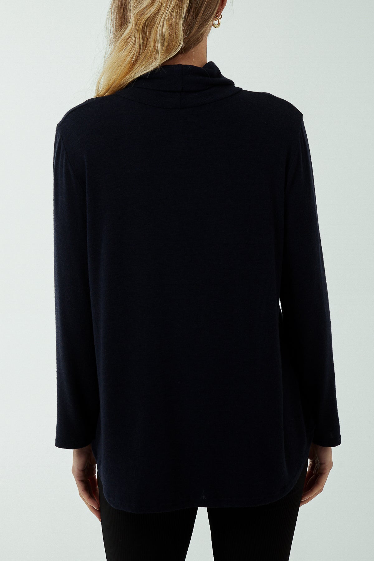 Grey Roll Neck Fine Knit Jumper For Women ONE SIZE - Dropwear