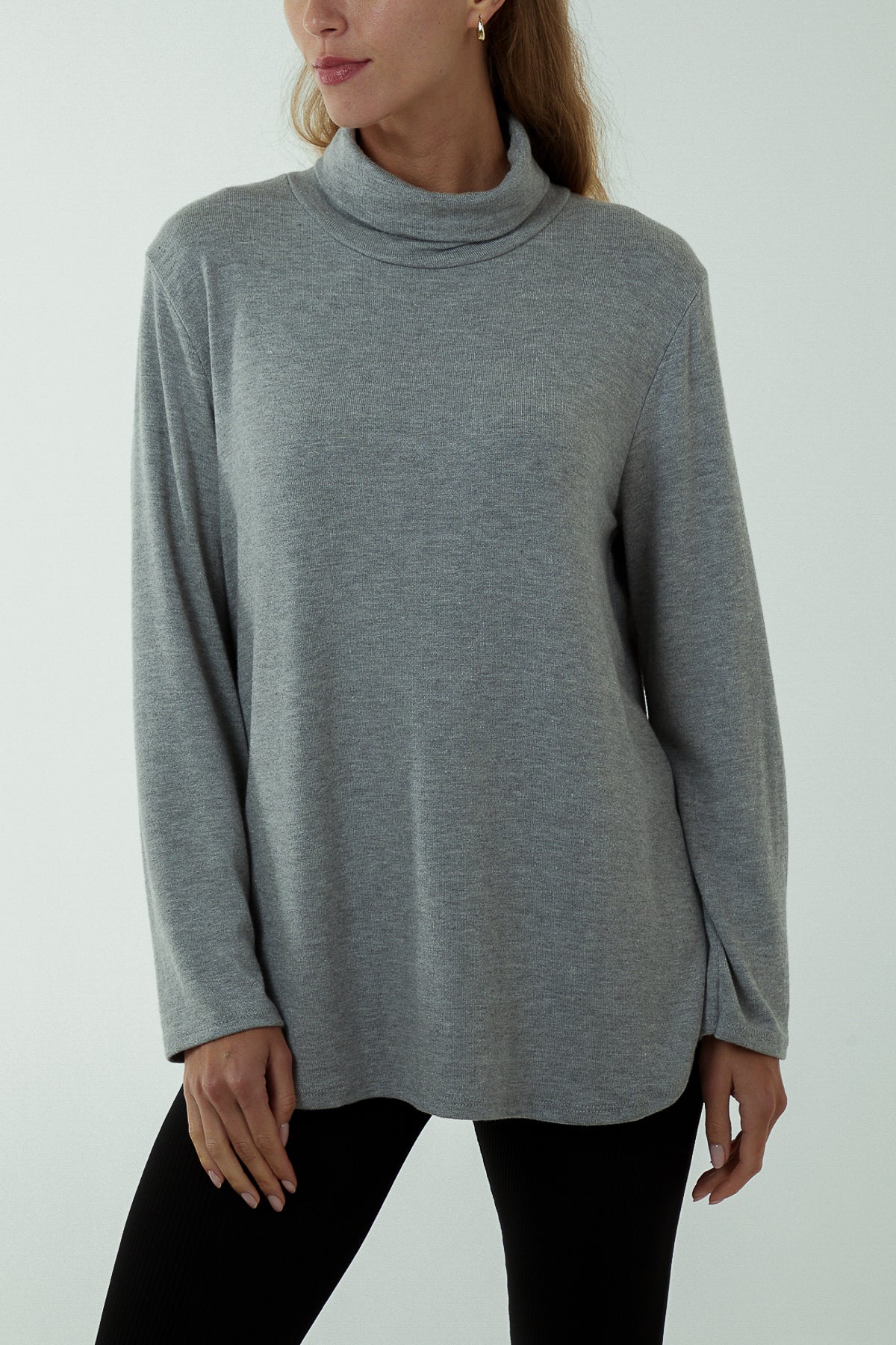 Royal Blue Roll Neck Fine Knit Jumper For Women ONE SIZE - Dropwear