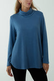 Khaki Roll Neck Fine Knit Jumper For Women ONE SIZE - Dropwear