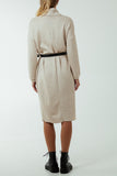 Black Roll Neck Belted Knitted Midi Dress For Women ONE SIZE - Dropwear