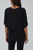 Silver Glitter Lurex Tie Front Hem Blouse For Women ONE SIZE - Dropwear