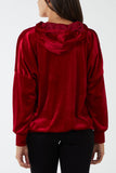 Jade Velour Glitter Drawstring Hoodie For Women ONE SIZE - Dropwear