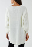 Oversized V-Neck Chunky Knit Dip Hem Jumper For Women  - Dropwear