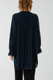 Glitter Lurex Ruffle Flounce Button Blouse For Women  - Dropwear