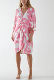 Lime Green Floral Twisted Front Midi Dress For Women ONE SIZE - Dropwear