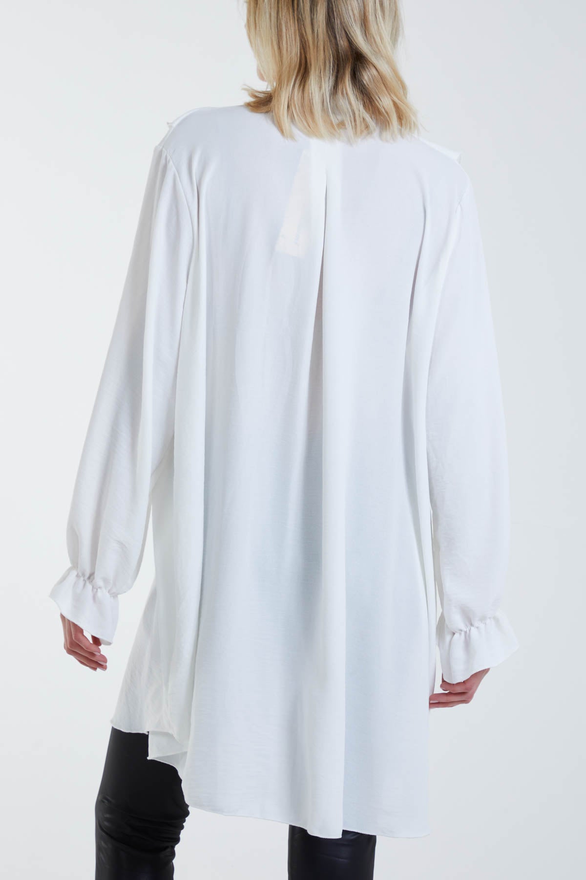 Flounce Poly Crepe Oversized Shirt For Women  - Dropwear