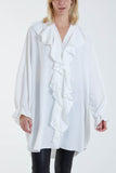 Flounce Poly Crepe Oversized Shirt For Women  - Dropwear