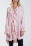 Flounce Poly Crepe Oversized Shirt For Women  - Dropwear