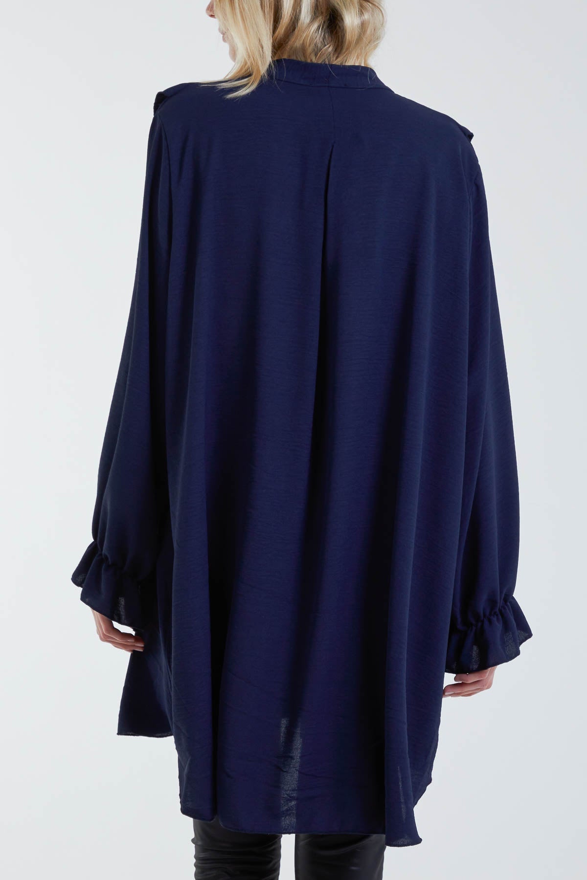 Flounce Poly Crepe Oversized Shirt For Women  - Dropwear