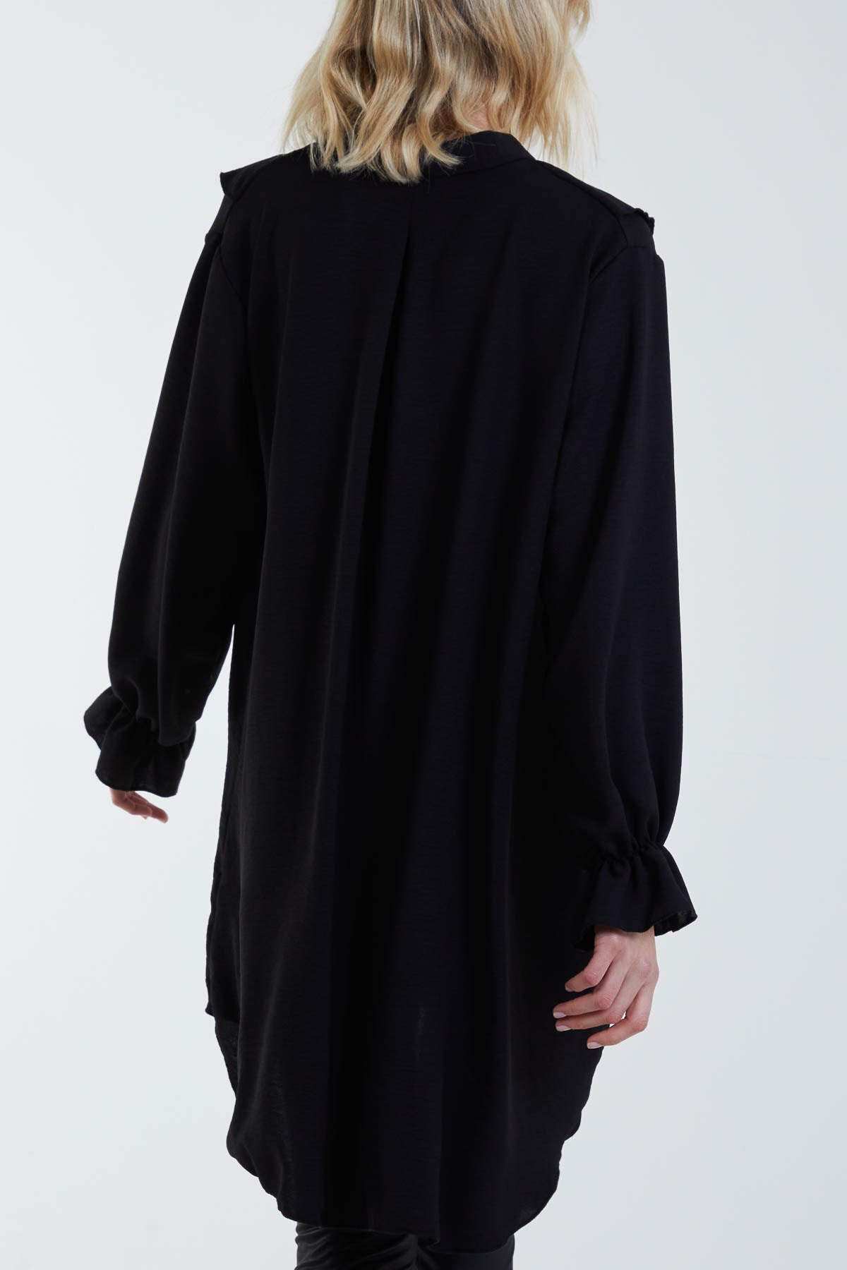 Flounce Poly Crepe Oversized Shirt For Women  - Dropwear