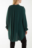 Apple Green Flounce Poly Crepe Oversized Shirt For Women ONE SIZE - Dropwear