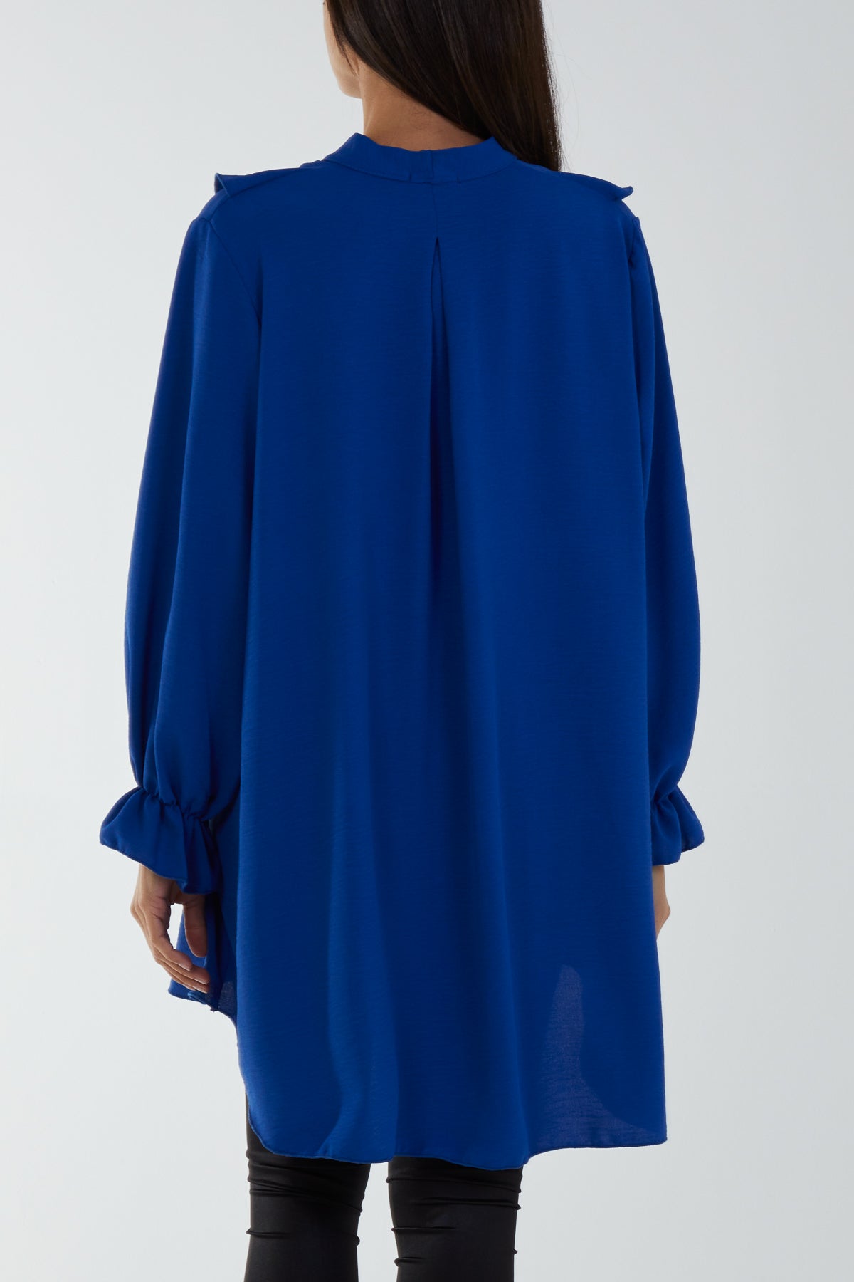 Flounce Poly Crepe Oversized Shirt For Women  - Dropwear