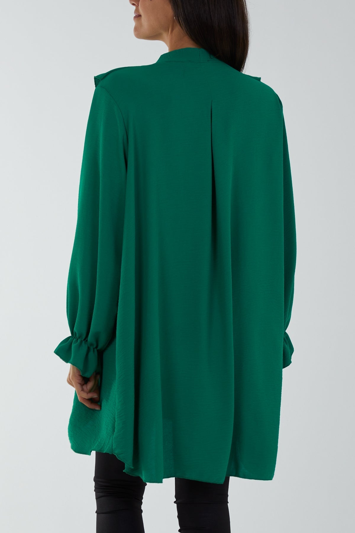 Sage Flounce Poly Crepe Oversized Shirt For Women ONE SIZE - Dropwear