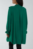 Sage Flounce Poly Crepe Oversized Shirt For Women ONE SIZE - Dropwear