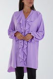 Flounce Poly Crepe Oversized Shirt For Women  - Dropwear