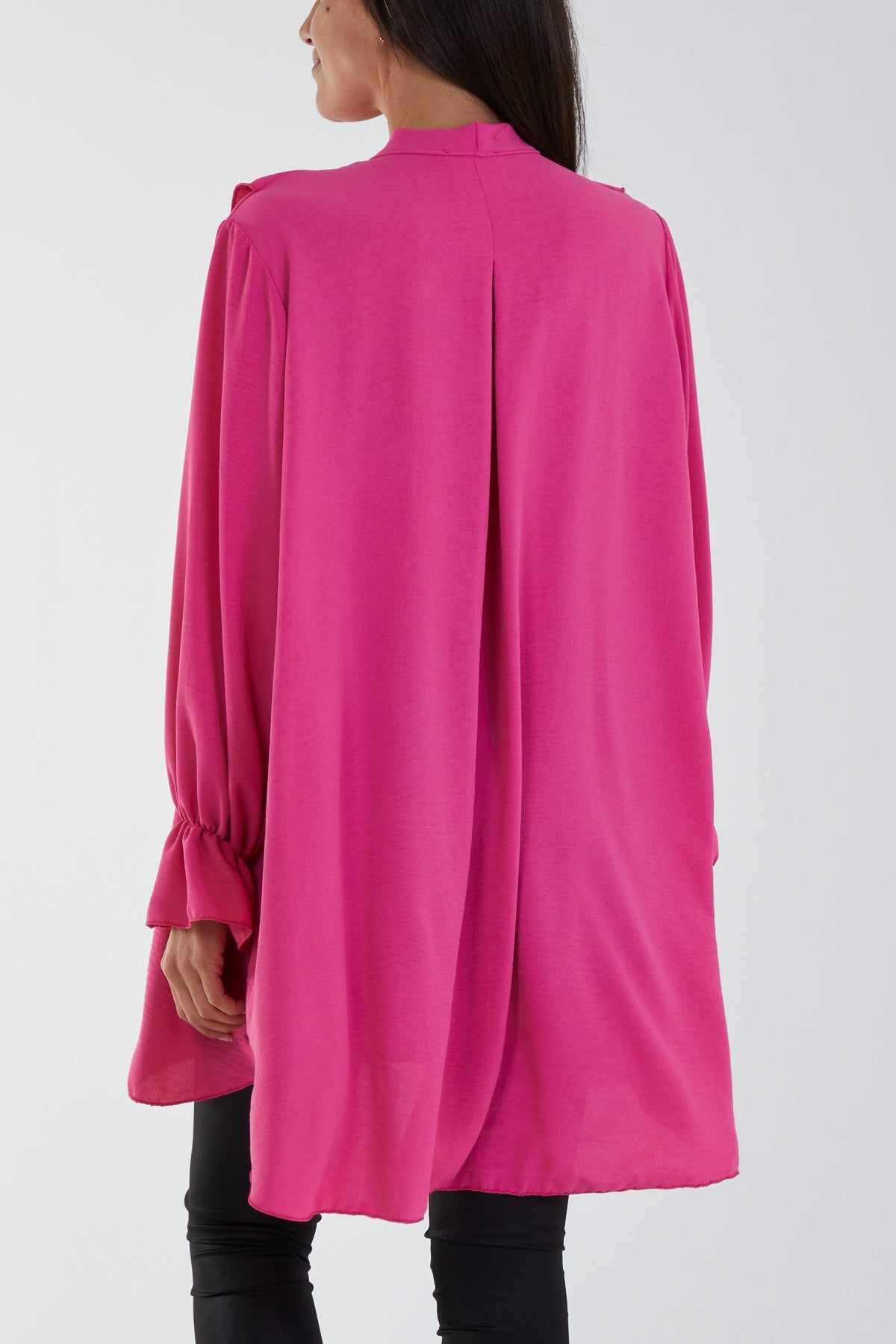 Flounce Poly Crepe Oversized Shirt For Women  - Dropwear