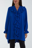 Flounce Poly Crepe Oversized Shirt For Women  - Dropwear