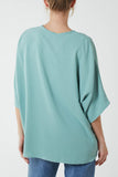 Khaki V-Neck Centre Front Tie Hem Blouse For Women ONE SIZE - Dropwear