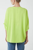 Apple Green V-Neck Centre Front Tie Hem Blouse For Women ONE SIZE - Dropwear