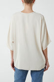 V-Neck Centre Front Tie Hem Blouse For Women  - Dropwear