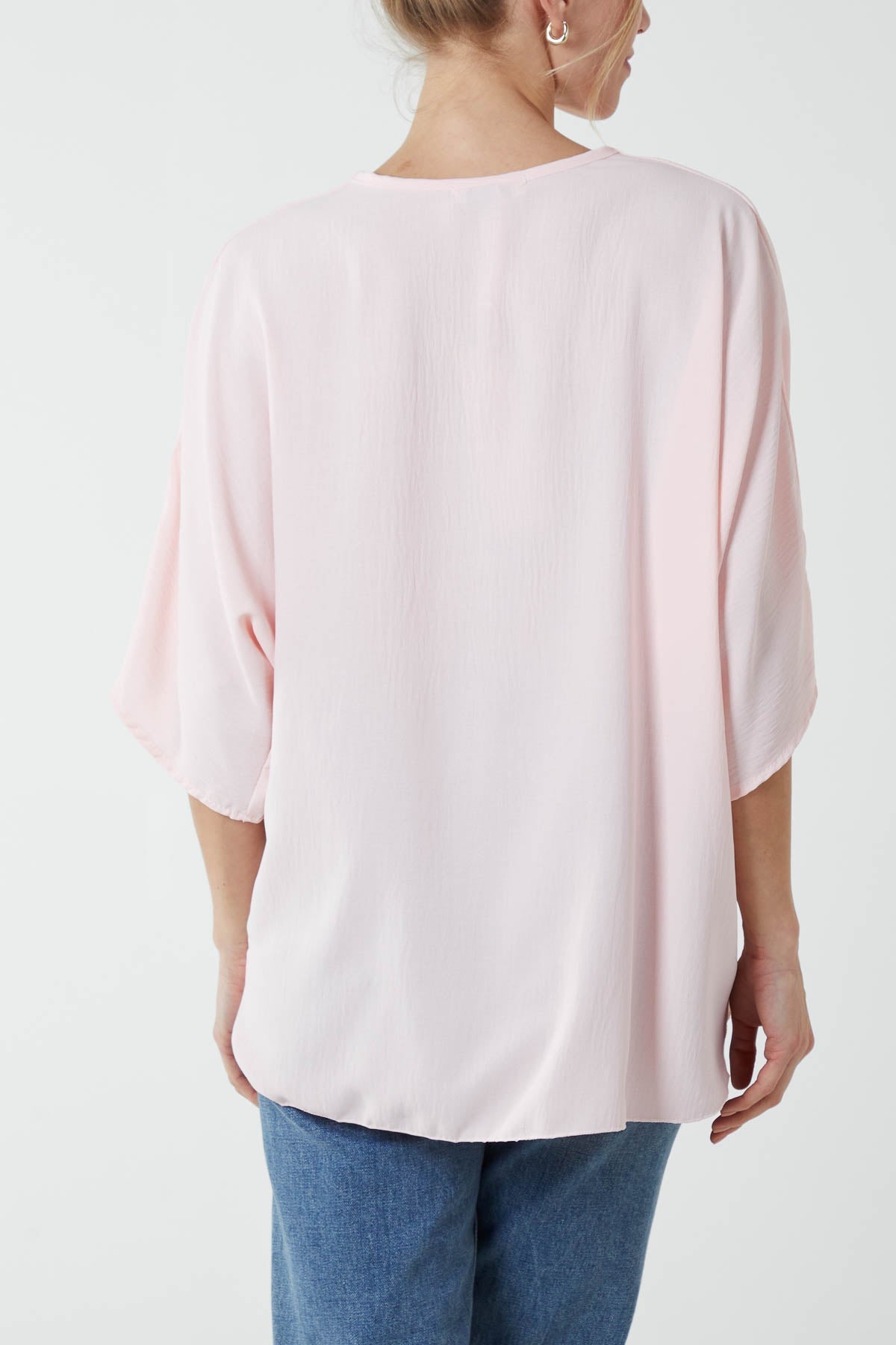 V-Neck Centre Front Tie Hem Blouse For Women  - Dropwear