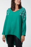 Jade Diamante Leopard Shoulder Detail Blouse For Women ONE SIZE - Dropwear