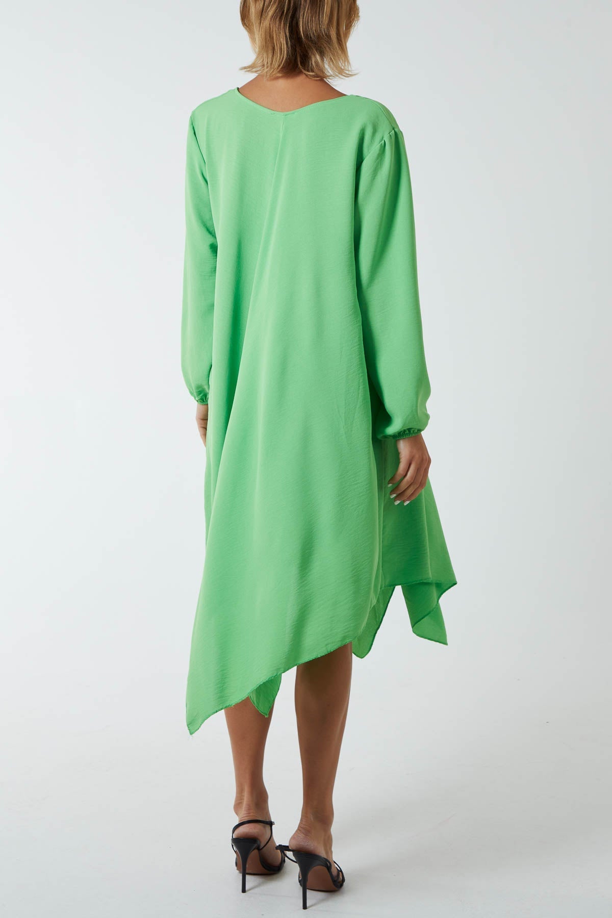 Floaty Asymmetric Hem Midi Dress For Women  - Dropwear