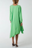 Floaty Asymmetric Hem Midi Dress For Women  - Dropwear