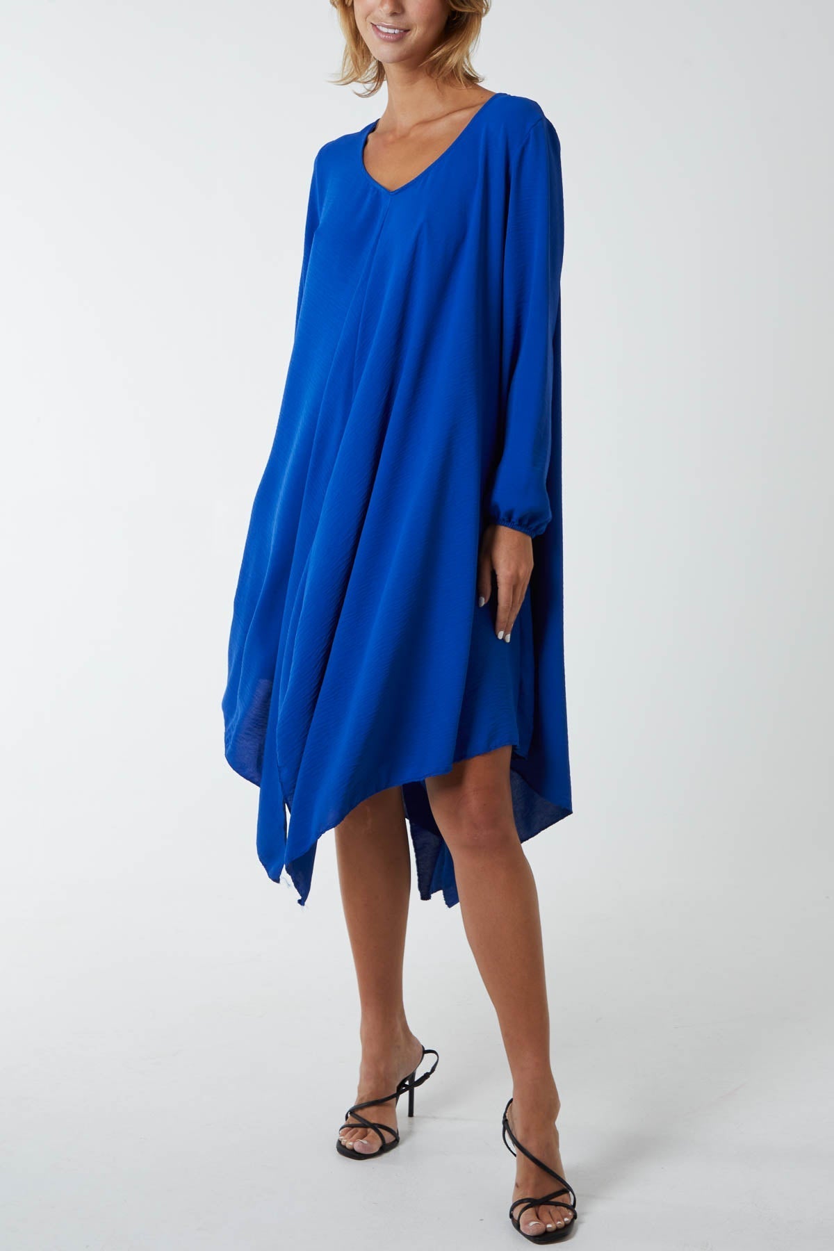 Floaty Asymmetric Hem Midi Dress For Women  - Dropwear
