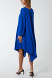 Floaty Asymmetric Hem Midi Dress For Women  - Dropwear