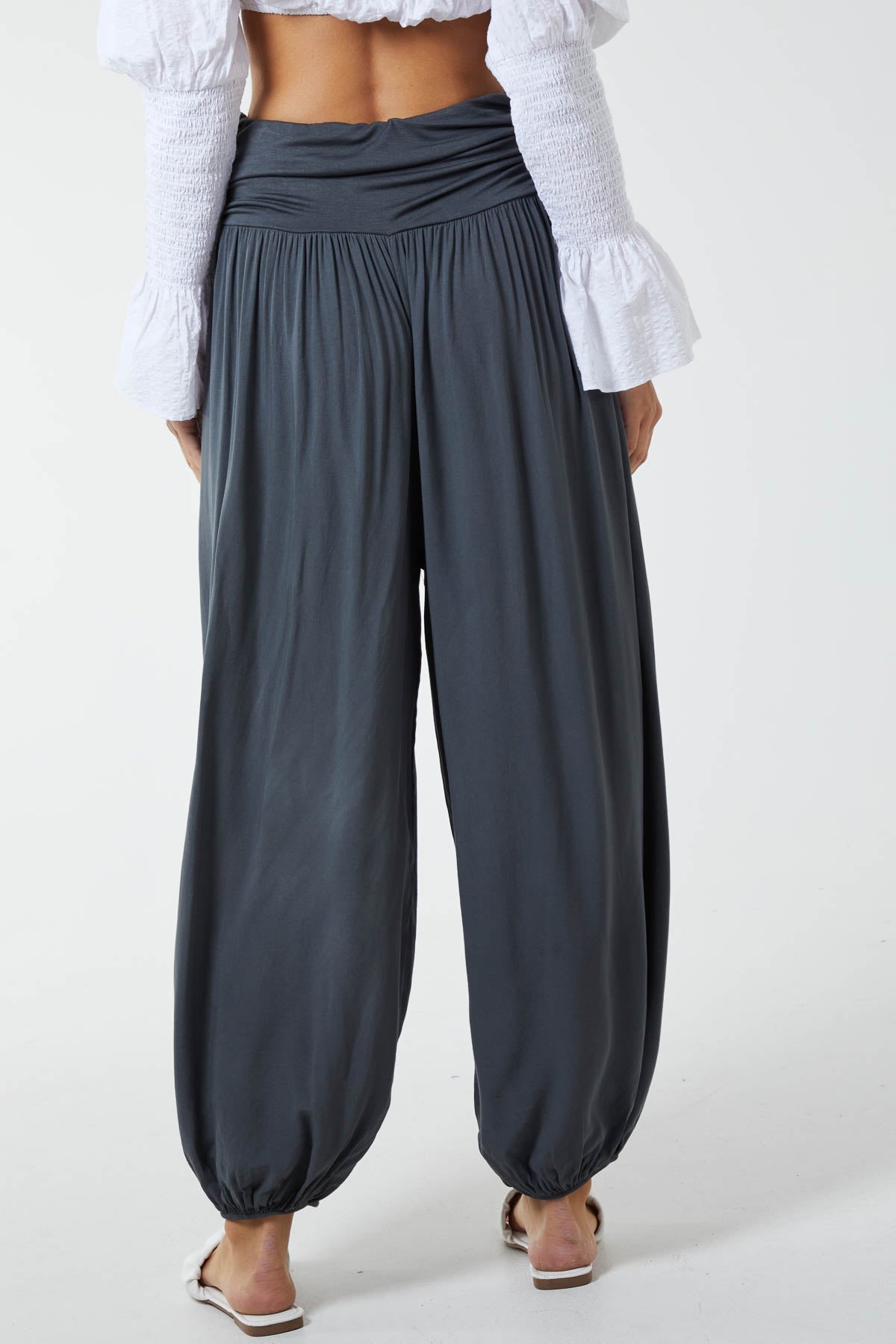 Royal Blue Harem Jersey Waistband Trousers For Women ONE SIZE - Dropwear