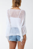 White Two Pocket Crochet Blouse For Women ONE SIZE - Dropwear