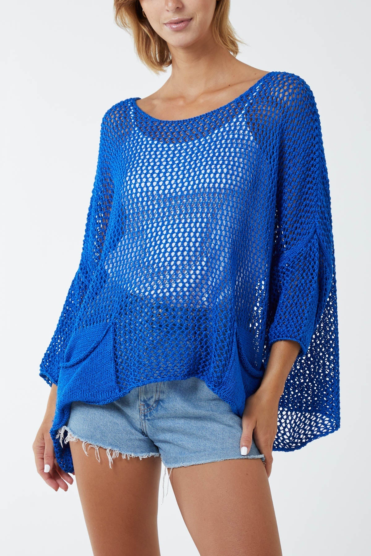 Apple Green Two Pocket Crochet Blouse For Women ONE SIZE - Dropwear