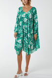 Animal Printed Trapeze Swing Dress For Women  - Dropwear