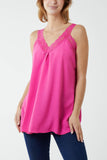 Lace Cami V Neck Top For Women  - Dropwear