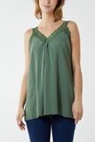 Lace Cami V Neck Top For Women  - Dropwear