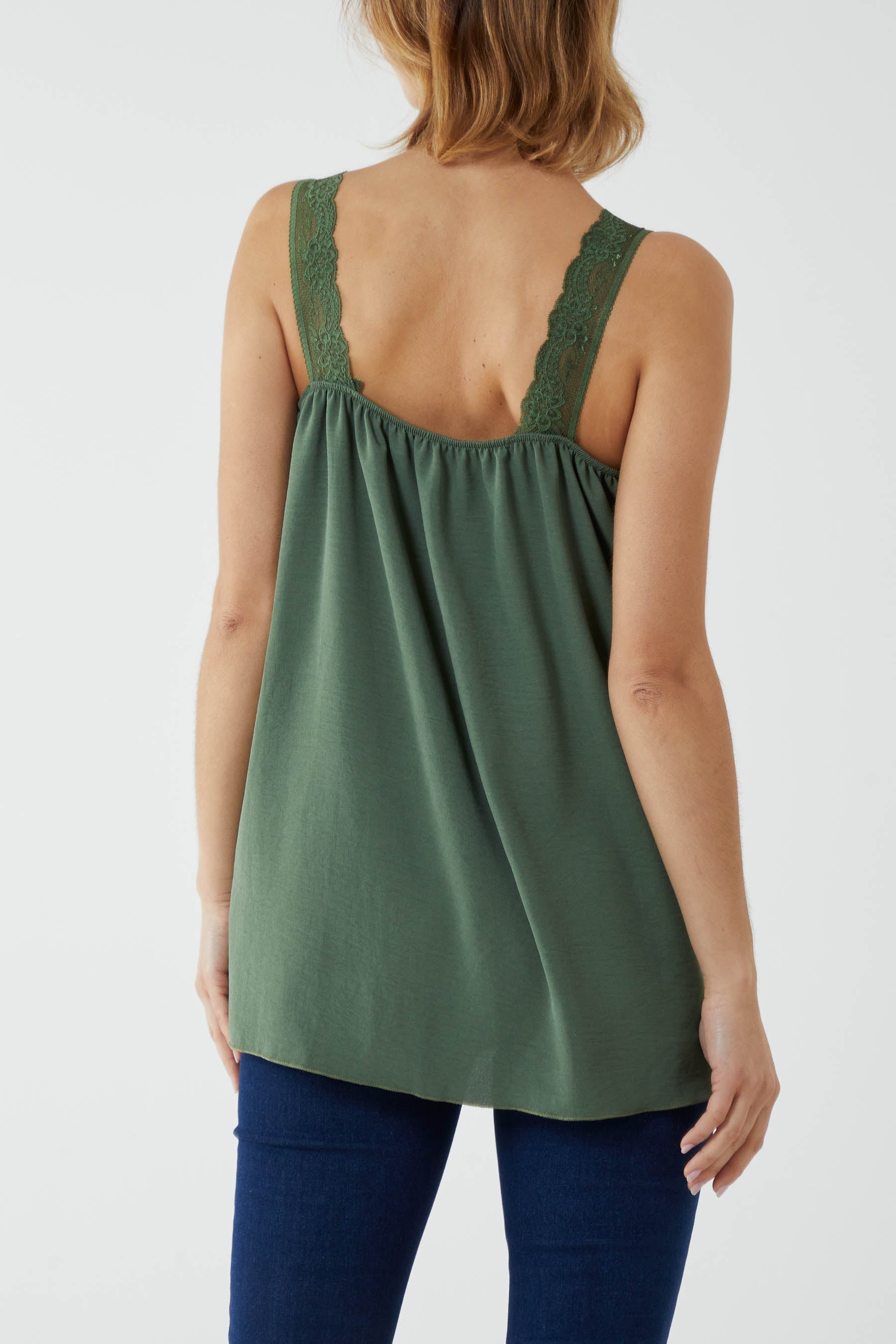 Lace Cami V Neck Top For Women  - Dropwear