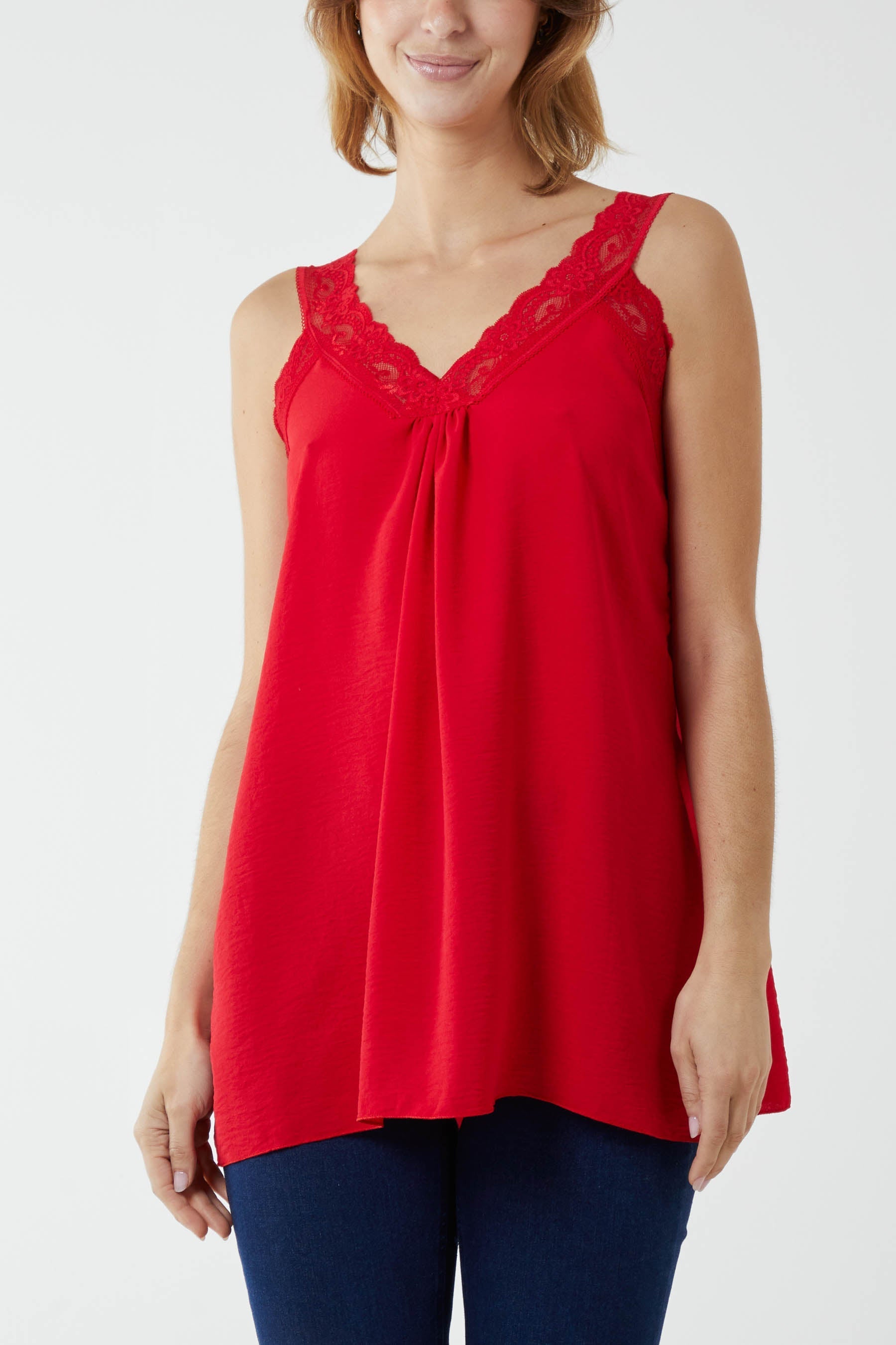 Lace Cami V Neck Top For Women  - Dropwear