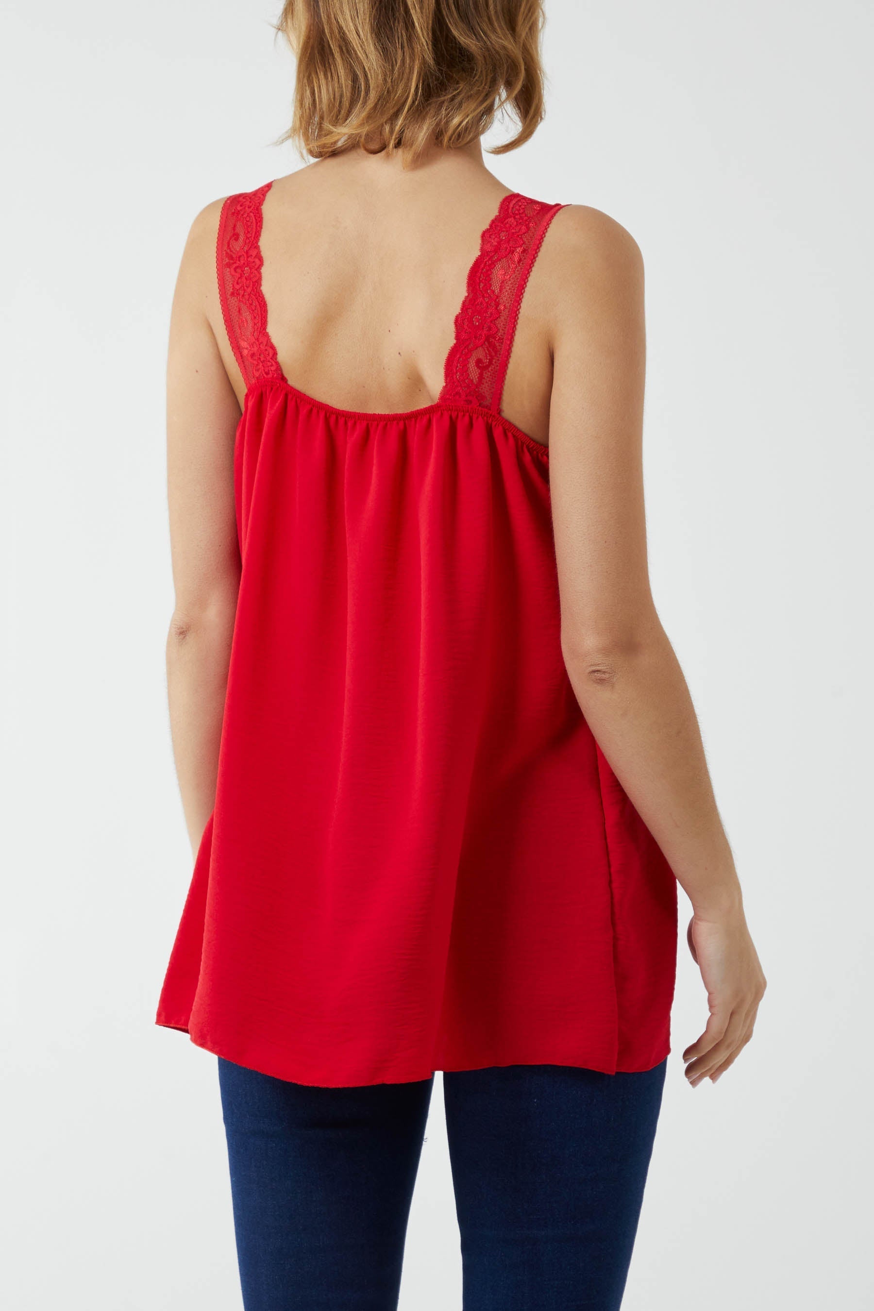 Lace Cami V Neck Top For Women  - Dropwear