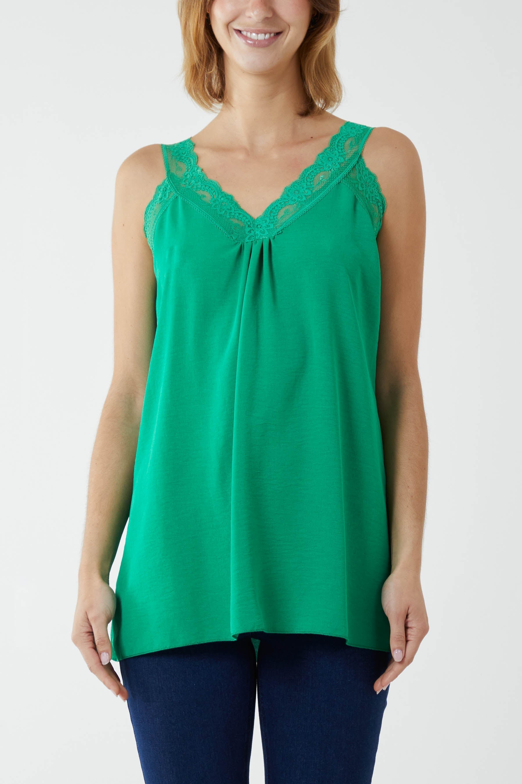 Jade Lace Cami V Neck Top For Women ONE SIZE - Dropwear