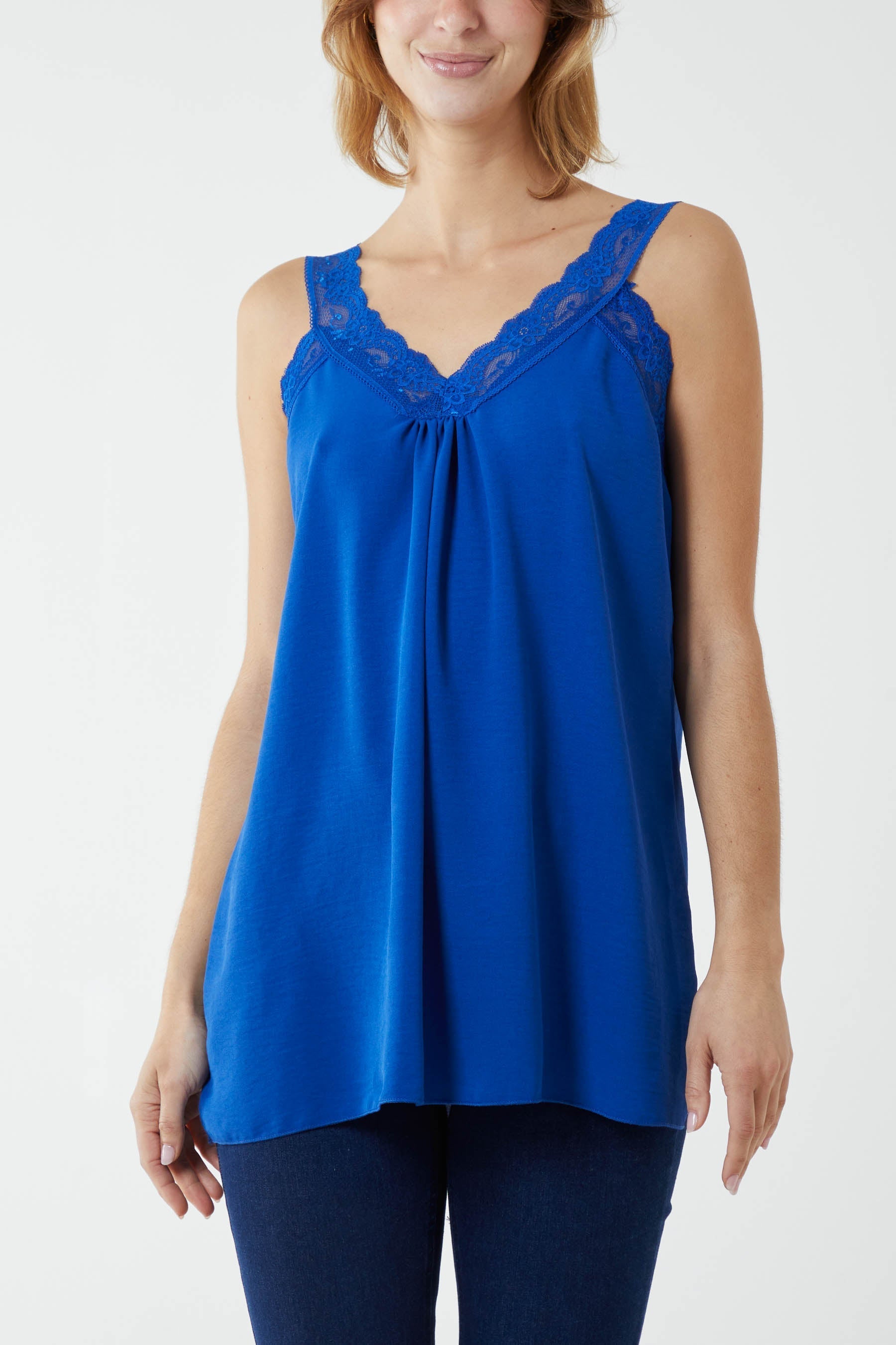 Lace Cami V Neck Top For Women  - Dropwear