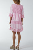 Navy Lace Tiered Smock Dress For Women ONE SIZE - Dropwear