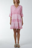 White Lace Tiered Smock Dress For Women ONE SIZE - Dropwear