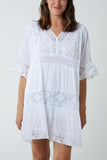 Lace Tiered Smock Dress For Women  - Dropwear