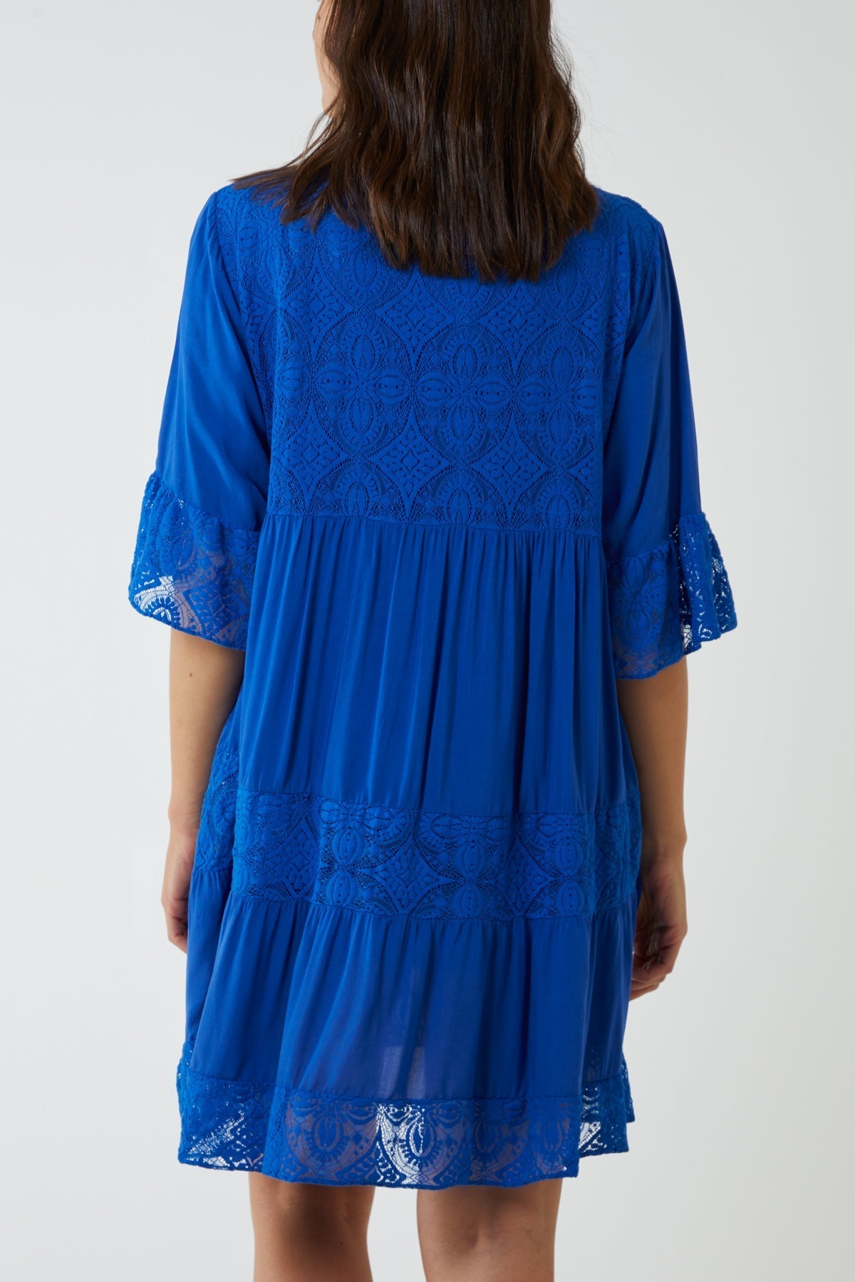Lace Tiered Smock Dress For Women  - Dropwear